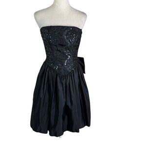 Vintage 80’s Gunne Sax Jessica McClintock Strapless Sequin Satin Mini Dress 3/4
